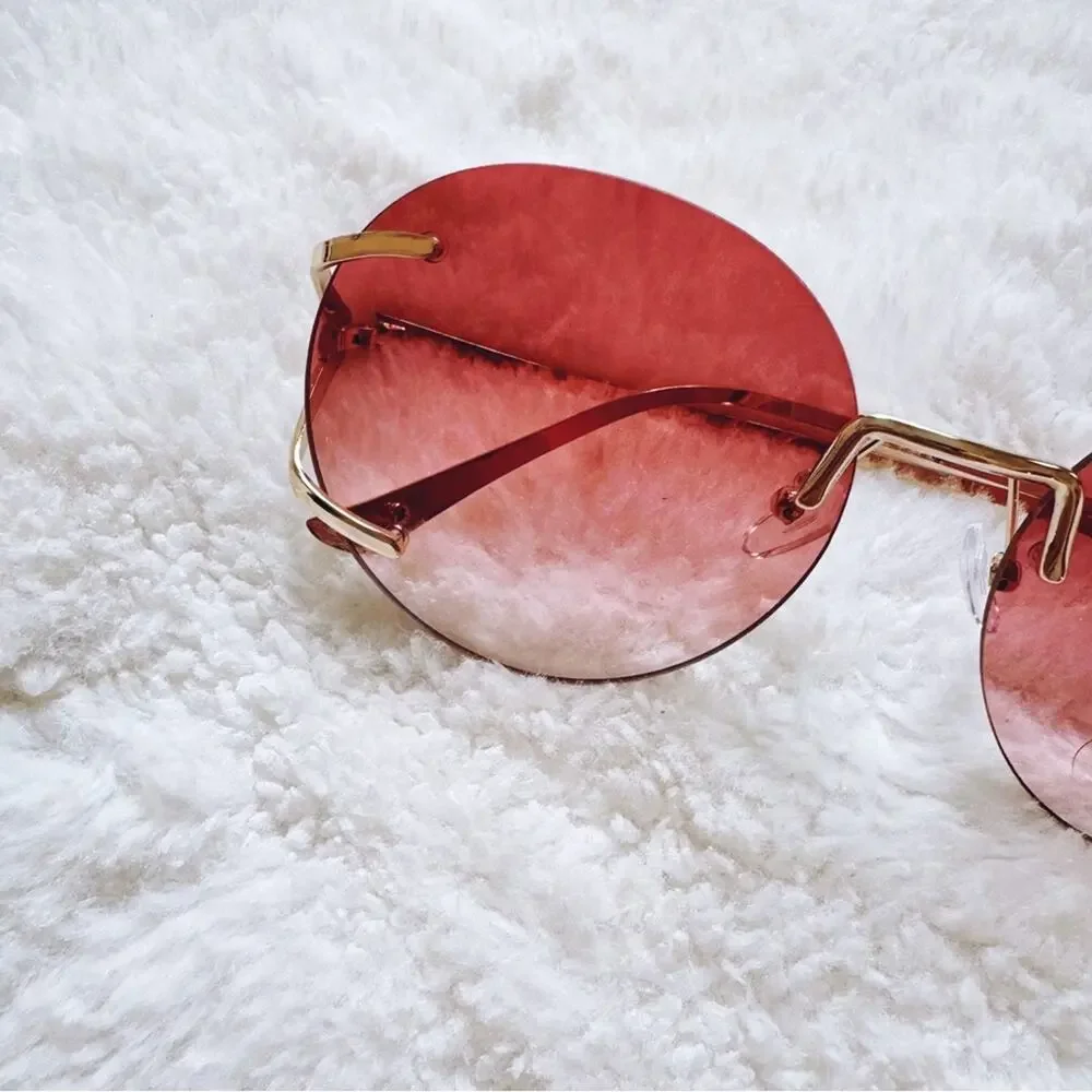 Ruth Clear Orange Round Metal Sunglasses